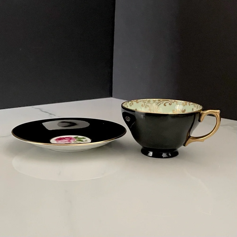 Black Rose Cup & Saucer - Windsor Bone China